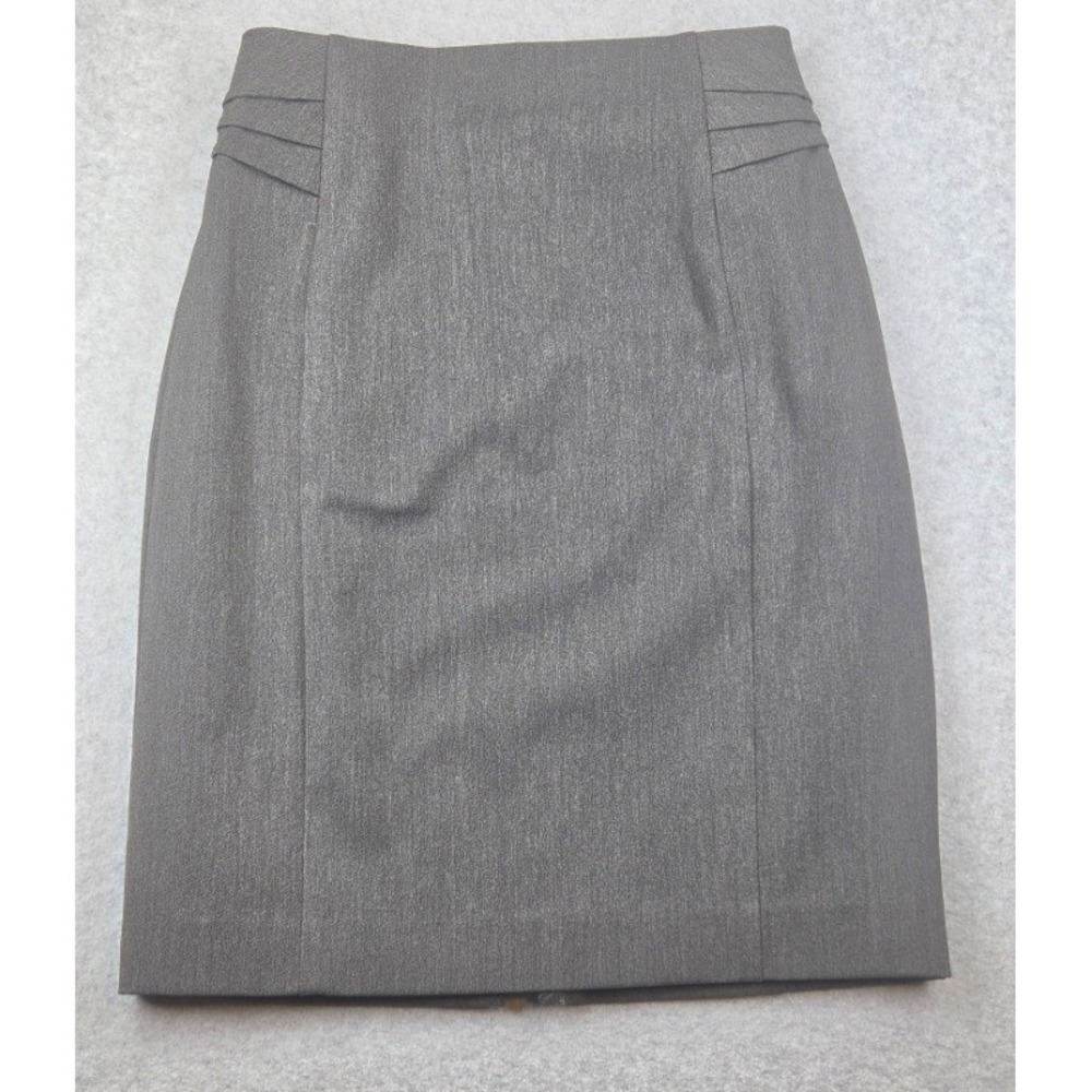 Express Womens Gray Pleated High Waist Pencil Skirt Size 4 Professional Workwear